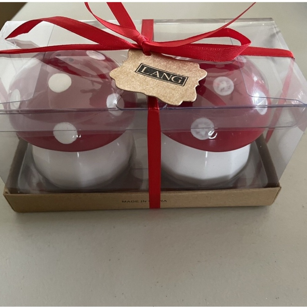 LANG Red and White Mushroom Salt and Pepper Shaker Set